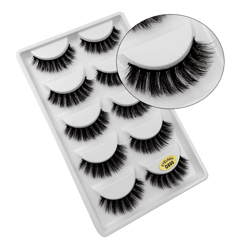 3/5 Pairs 3D Faux Mink Hair Soft Eyelashes Natural Thick Long False Eyelashes Dramatic Fake Lashes Handmade Eyelashes Faux Cils