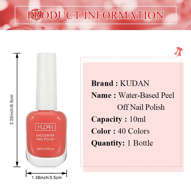10ml Peel Off Water-Based Nail Polish Fast Drying Long-Lasting Healthy Brightening Effect Long Lasting Nails No Need Lamp Cure