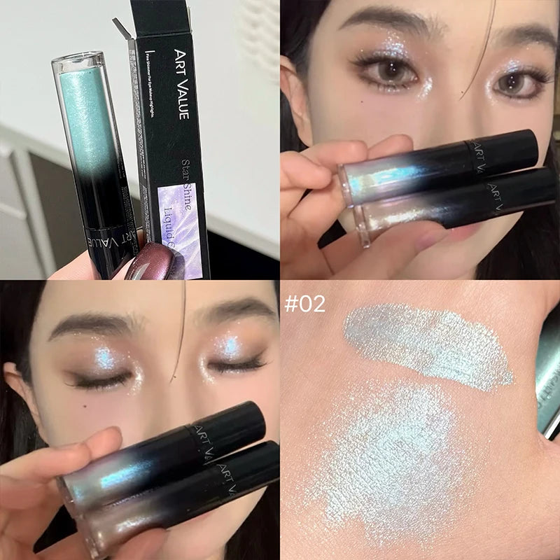 ART VALUE Glitter Liquid Eyeshadow Pearly Shimmer Eyeshadow Fine Shiny Eyes Makeup Charming Eyeliner Shadow Highlighter Cosmetic