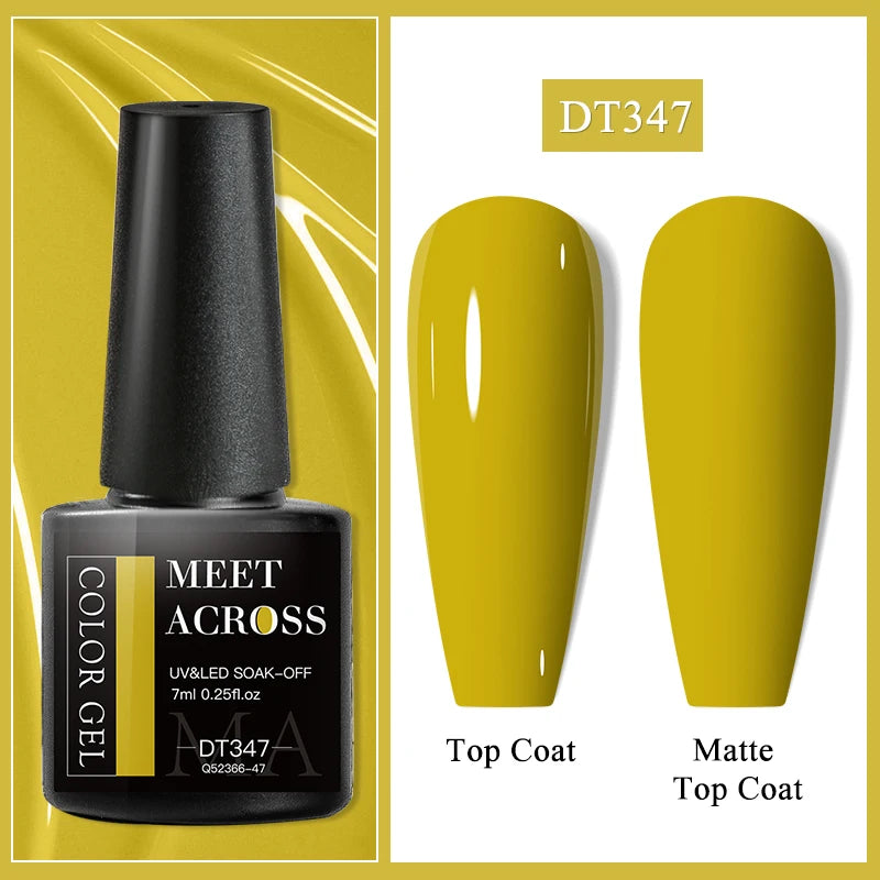 MEET ACROSS 7ml Dark Color Glitter Top Coat Gel For Nails Brocade Powder 2 In 1 Chameleon Nail Art Gel Varnish Manicure
