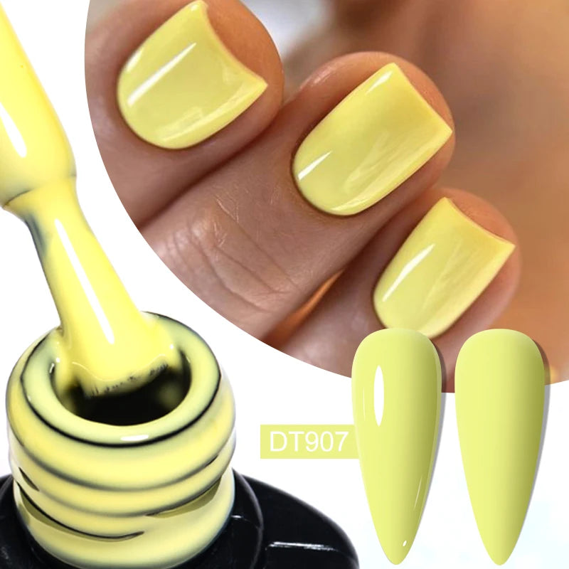 MEET ACROSS 7ml Pink Glitter Rubber Base Nail Gel Polish Sparkling Gold Foil DIY Nail Art Painting Gel Long Lasting Varnish