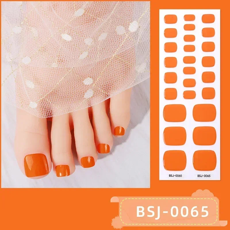 26Tips Pure Toe Gel Nail Sticker Hardens with UV Lamp Curing Waterproof Phototherapy Oil Gel Foil Nail Art Decorations