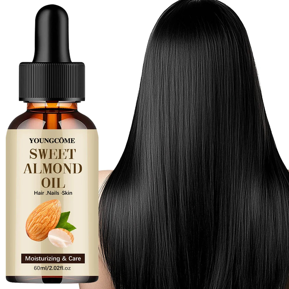 Sweet Almond Oil, Cold Pressed Pure Nourishing Moisturizing for Hair Skin Lightweight Hair Oil Pure, Multi-Purpose Body Face Oil