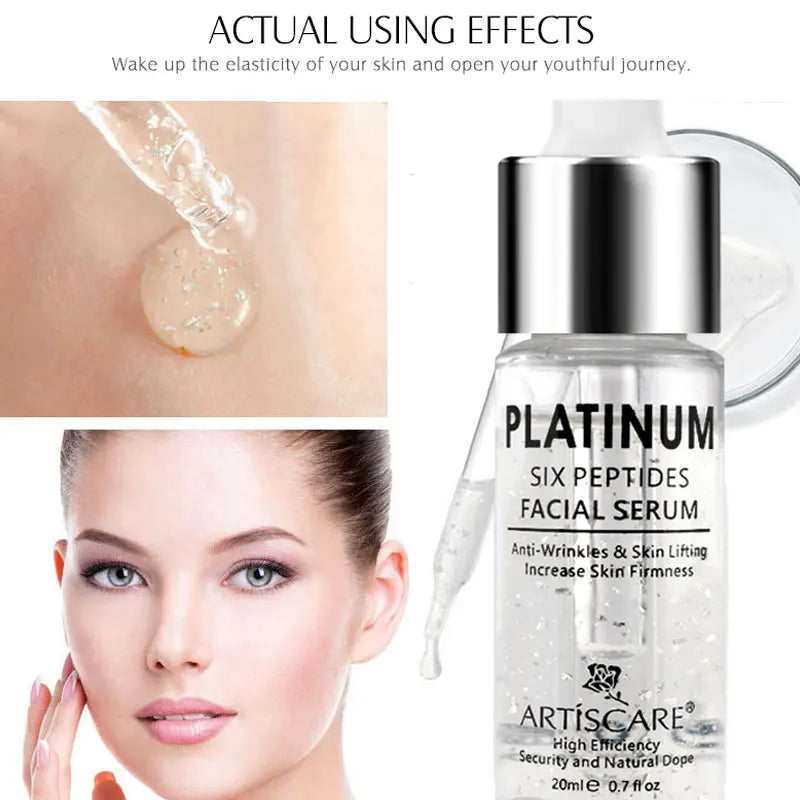 ARTISCARE Platinum Six Peptides Serum for Face 20ml Moisturizing Hyaluronic Acid Essence Facial Skin Care 3PCS