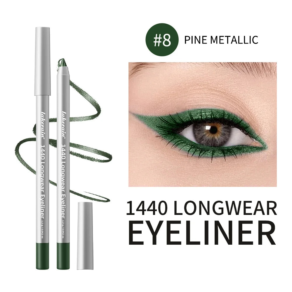 12 Colors Eyeliner Pencil Long-lasting Wear Waterproof Smudge-proof Smooth Precise Application Smokey Eyeliner Pencil Makeup