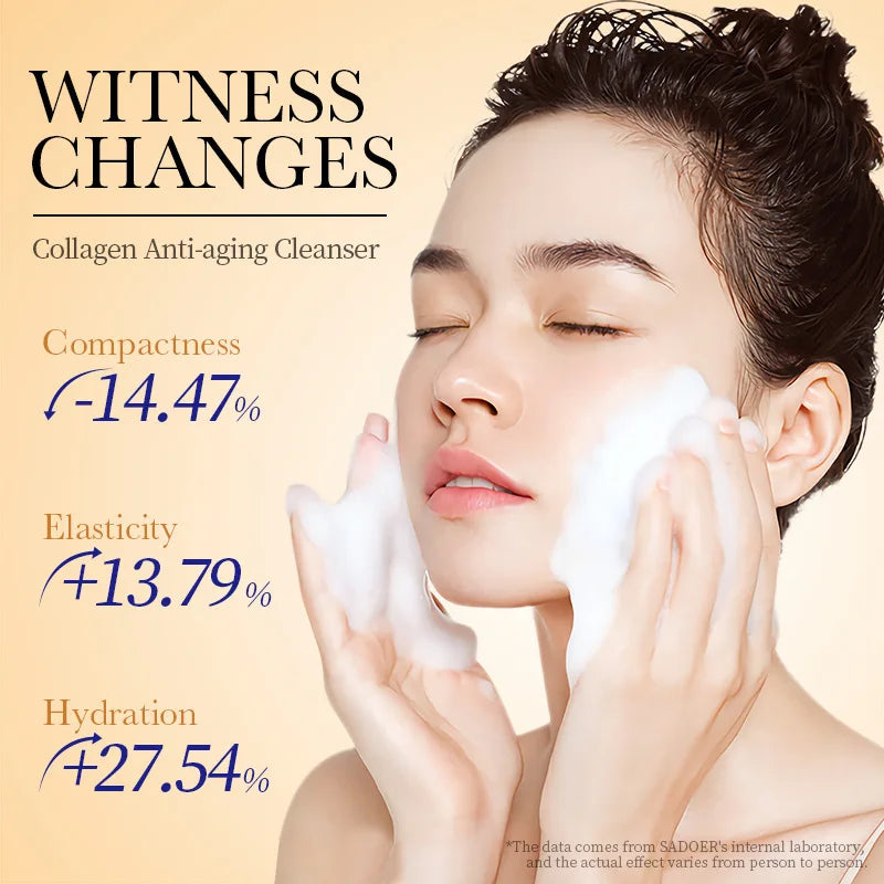 SADOER Collagen Facial Cleanser Moisturizing Anti-aging Anti Wrinkles Face Cleansing Face Wash Foam Cleanser Skin Care Products