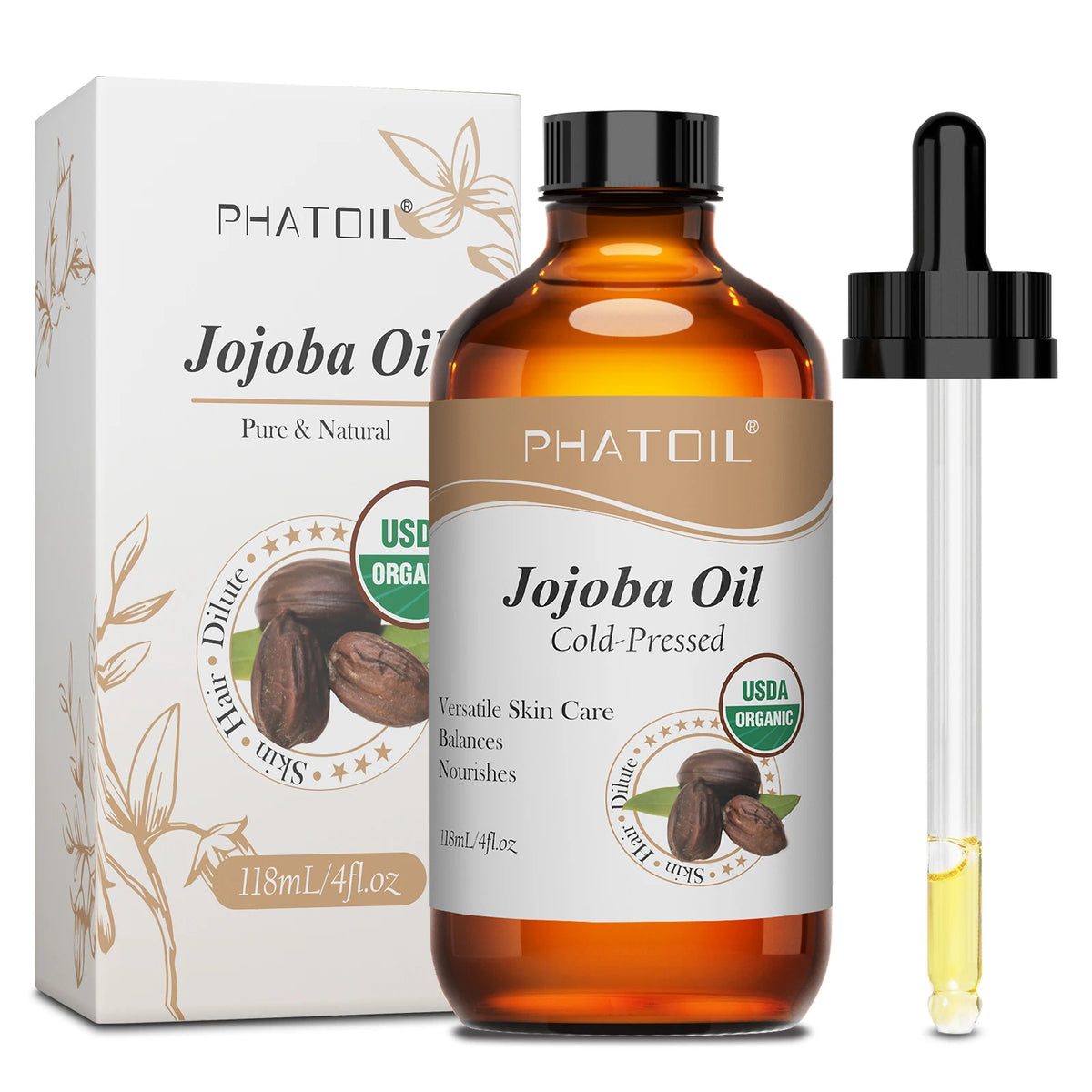 PHATOIL 260ML Vanilla Body Oil For Moisturizing Skin,118ml Castor Massage Oil Suitable For All Skin Types Long-Lasting Fragrance