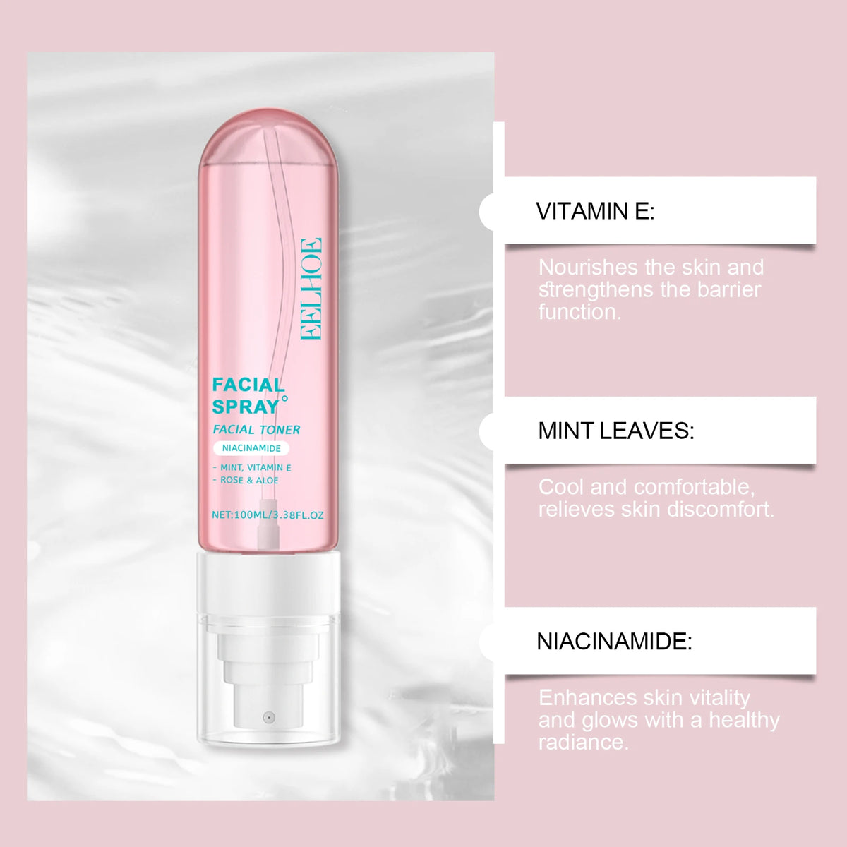 Niacinamide Toner Spray Moisturizing Brightening Facial Skin Care Improve Dullness Even Skin Tone Hydrating Smoothing Skin
