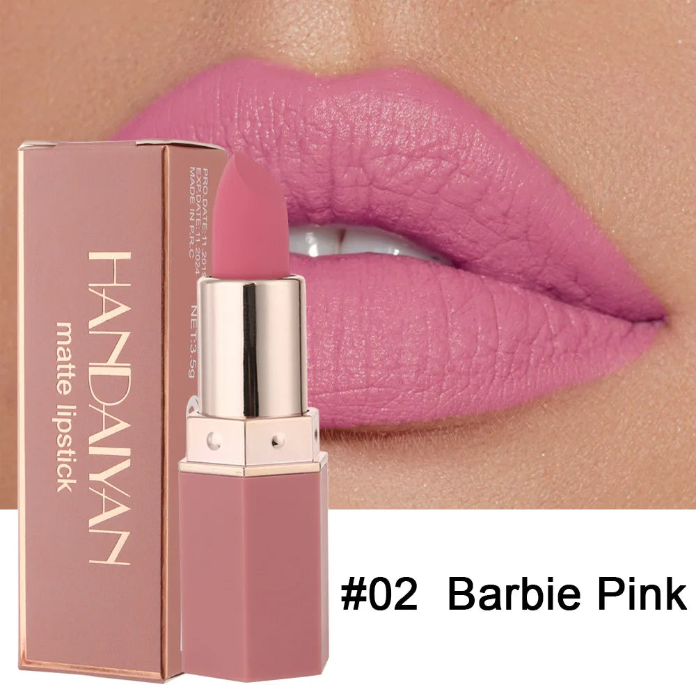 Handaiyan 6 Colors Matte Waterproof Velvet Nude Lipstick Sexy Red Brown Pigments Makeup Long Lasting Lipstick Woman