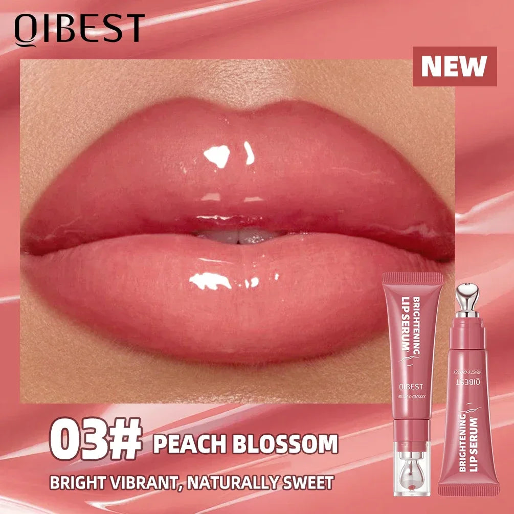 QIBEST 4 Colors Mirror Pearl Fine Shimmering Hydrating Pipe Lip Gloss Moisturizing Crystal Gloss Lip Glaze Layering Lip Makeup