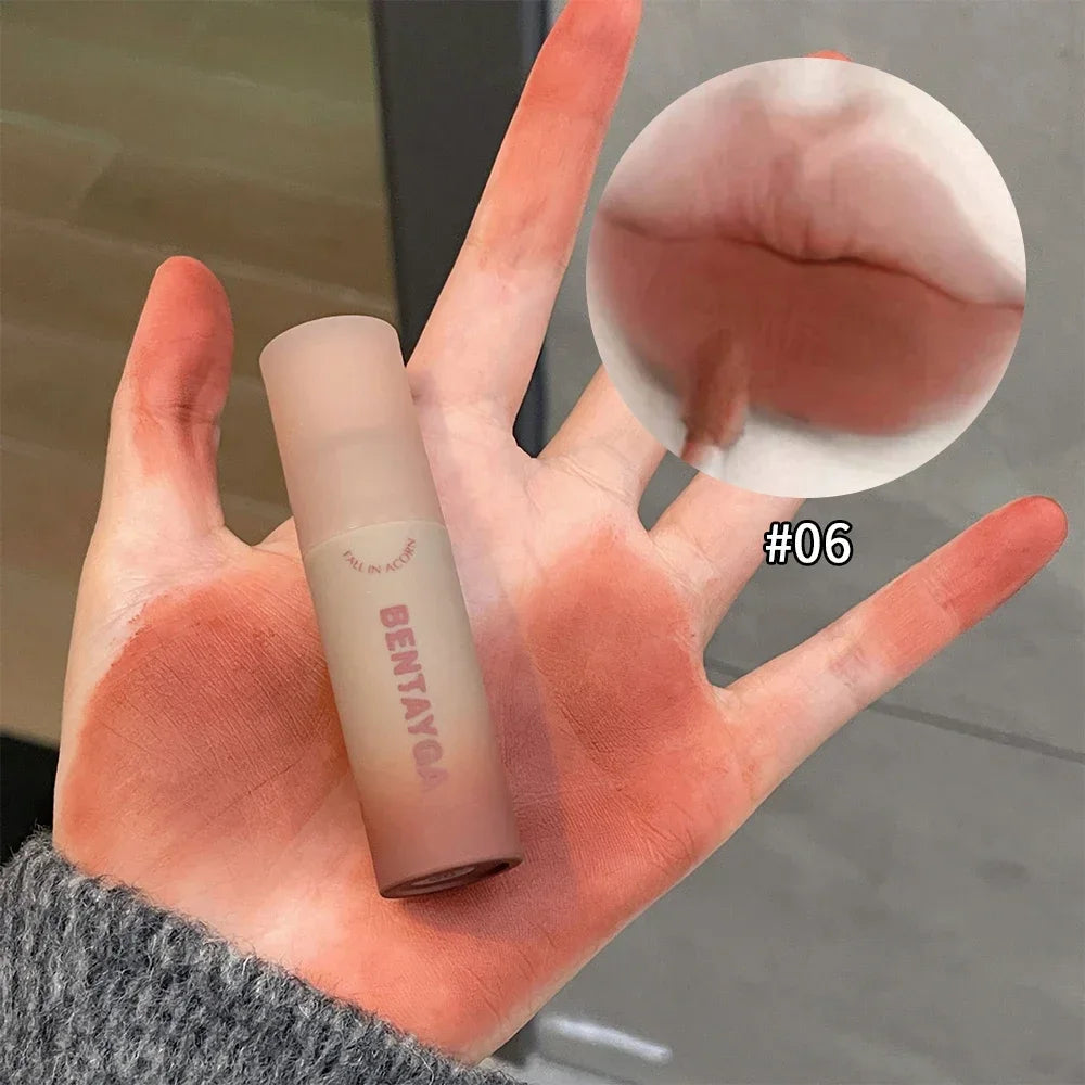 Matte Nude Red Lip Gloss 6Colors Long Lasting Velvet Red Brown Non-stick Cup Lip Mud Pink Liquid Lipstick Korean Makeup Cosmetic