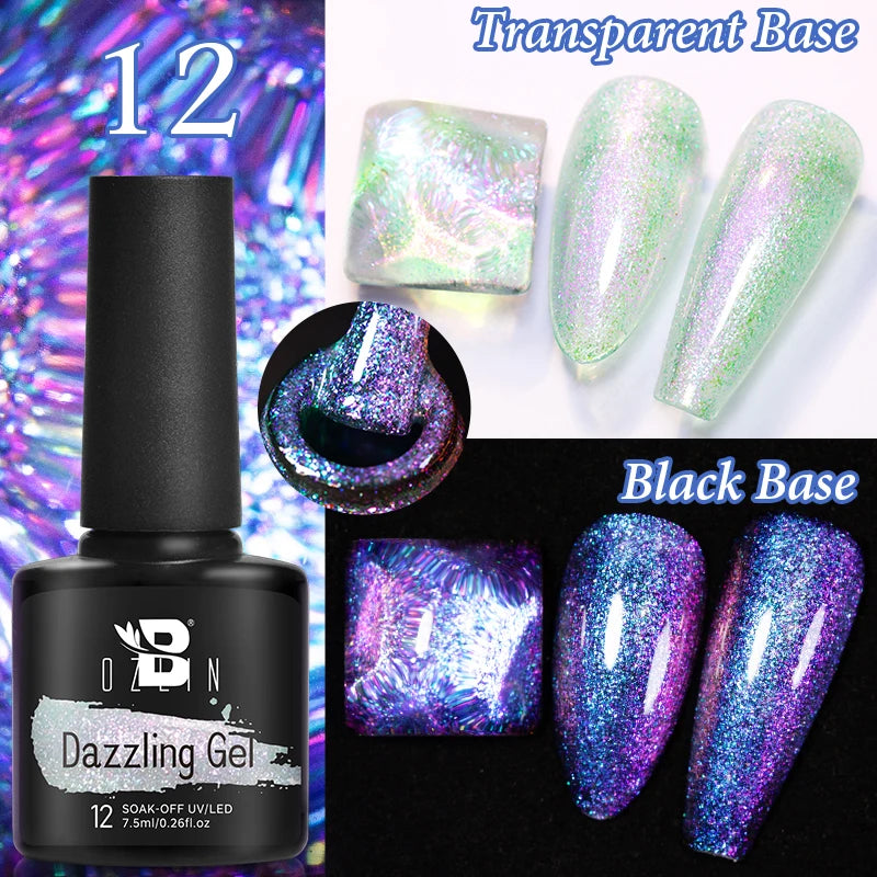 AWStorG Intense Rainbow Cat Eye Gel 5ml Holographic Laser Magnetic Nail Gel Soak Off UV LED Gel Polish Shiny Rainbow Manicur