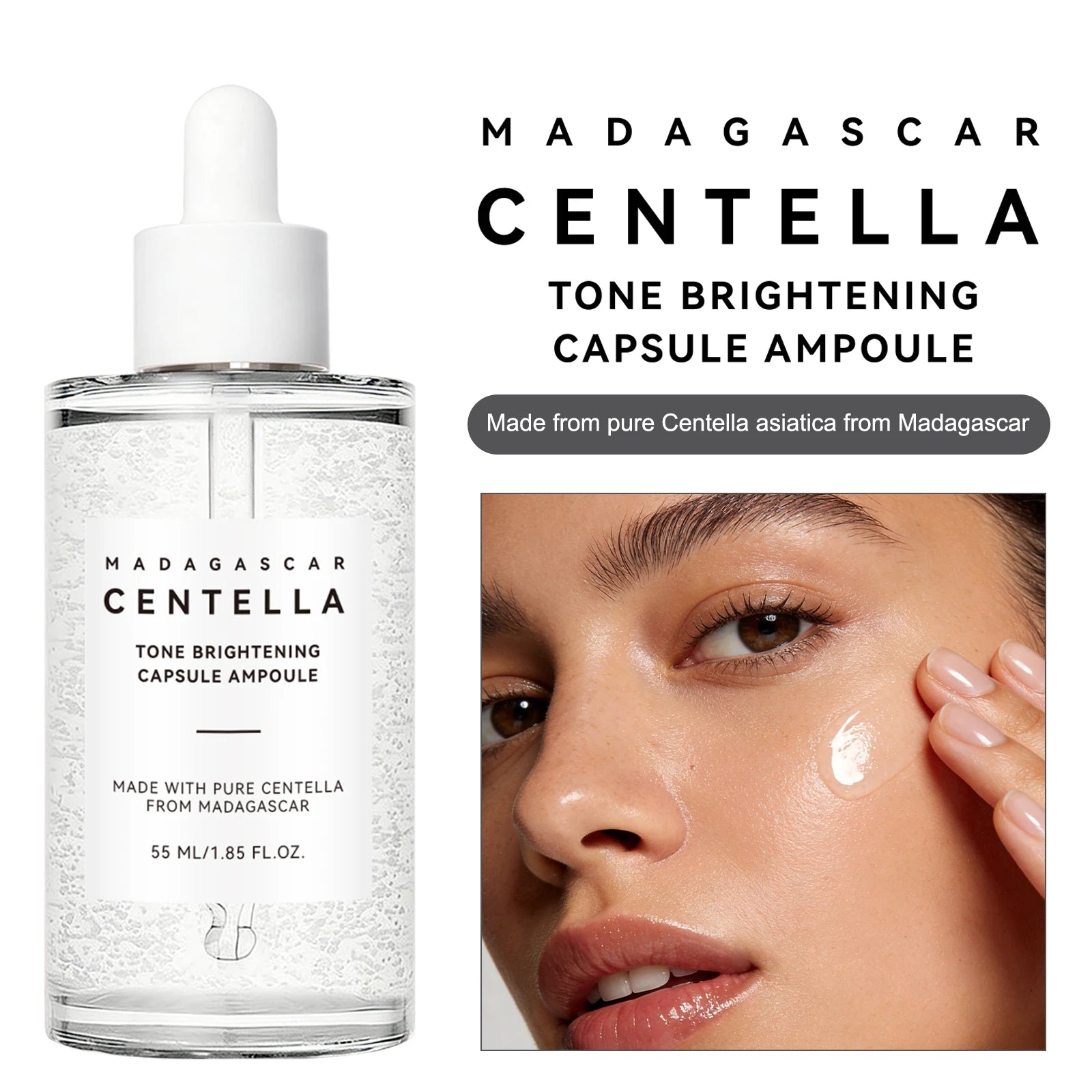 Madagascar Skin Tone Perfector Brightening Ampoule 55ml - Centella & Niacinamide Serum Hydrates, Soothes & Enhances Radiance.