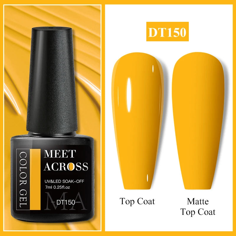 MEET ACROSS 7ml Dark Color Glitter Top Coat Gel For Nails Brocade Powder 2 In 1 Chameleon Nail Art Gel Varnish Manicure