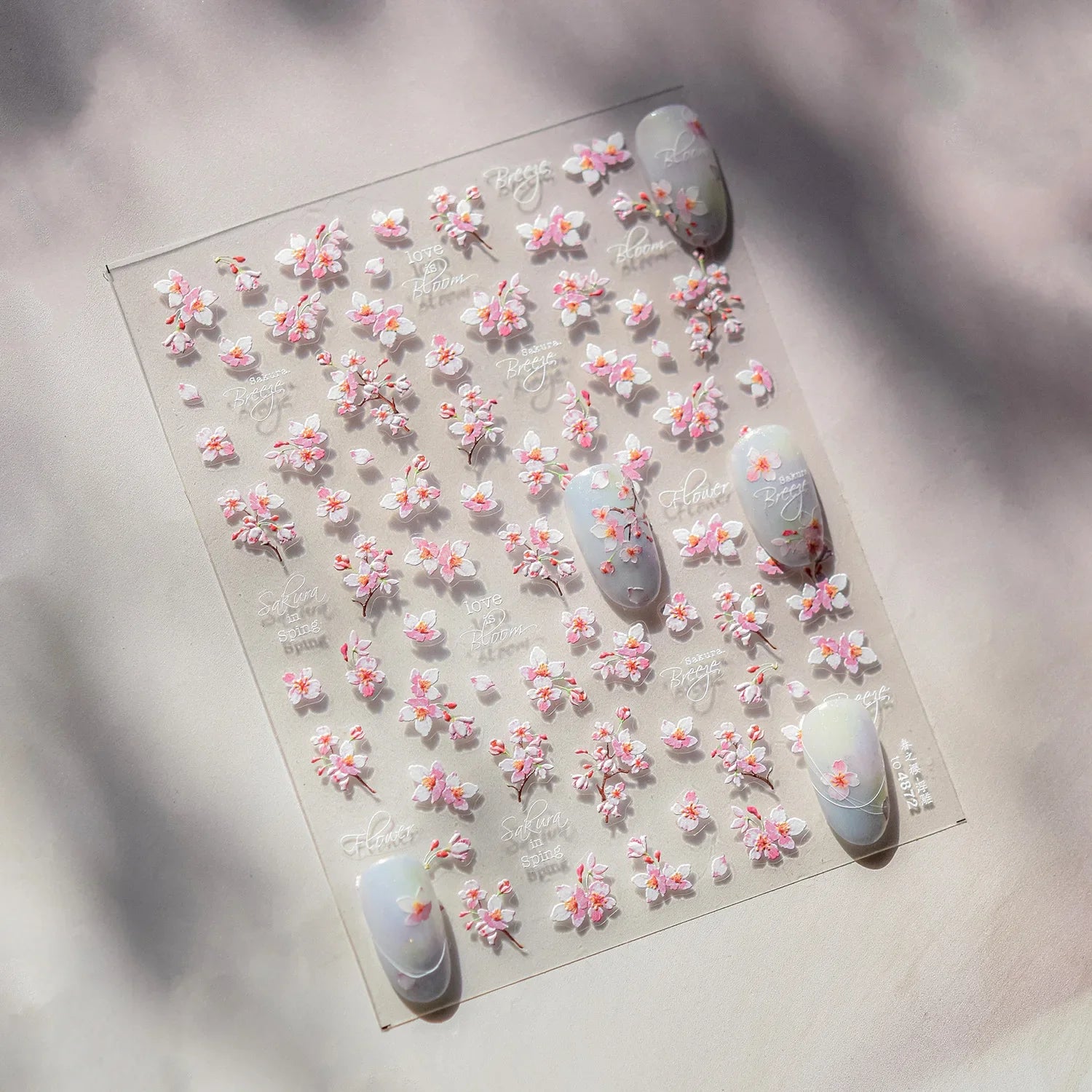 Japanese Nail Parts 5D Reliefs Cherry Blossom Self Adhesive Nail Art Stickers DIY 2025 Summer Flower Manicure Decoration Decals