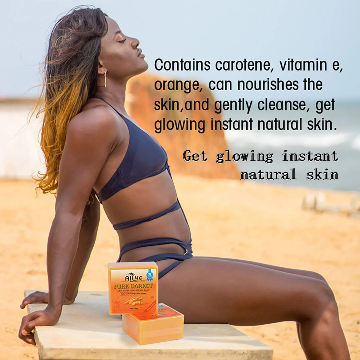 AILKE Pure Carrot Anti-Oxidation Serum Soap, Whitening, Clean Stains, Skin Brightening Soap Bar, With Vitamin C, For Body, Face