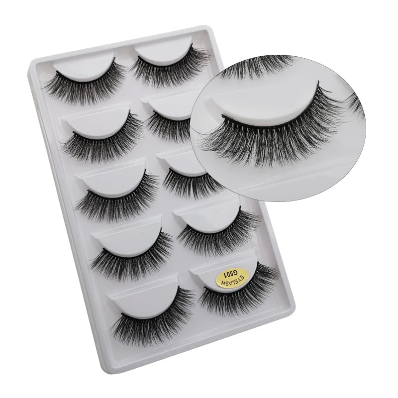 3/5 Pairs 3D Faux Mink Hair Soft Eyelashes Natural Thick Long False Eyelashes Dramatic Fake Lashes Handmade Eyelashes Faux Cils