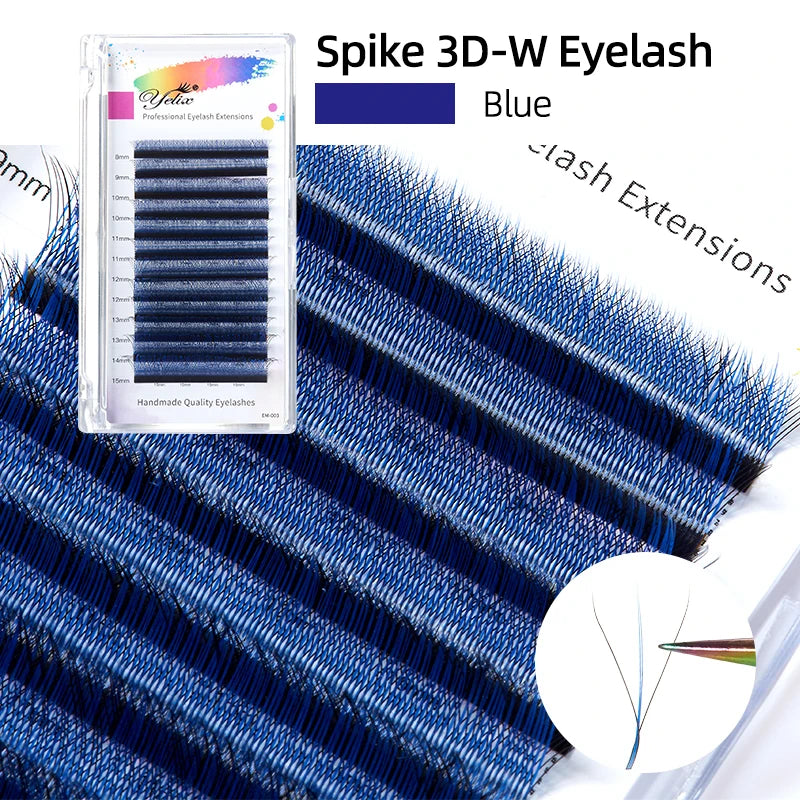 Yelix New Premade Spikes Eyelash Extension Black Purple Spike 3D-W Lash Extensions Supplies Fluffy Volume Fans Individual Lashes