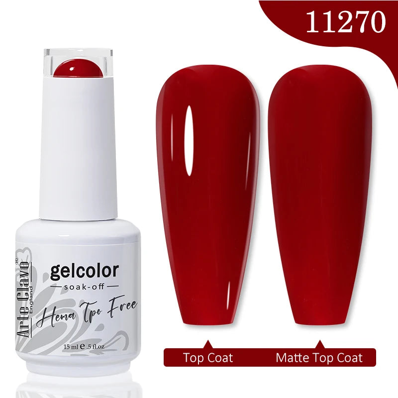 Arte Clavo 15ML Red Brown Color Gel Nail Polish Autumn Winter Nail Art Gel Nail Supplies Semi Permanent Soak Off UV Gel Varnish