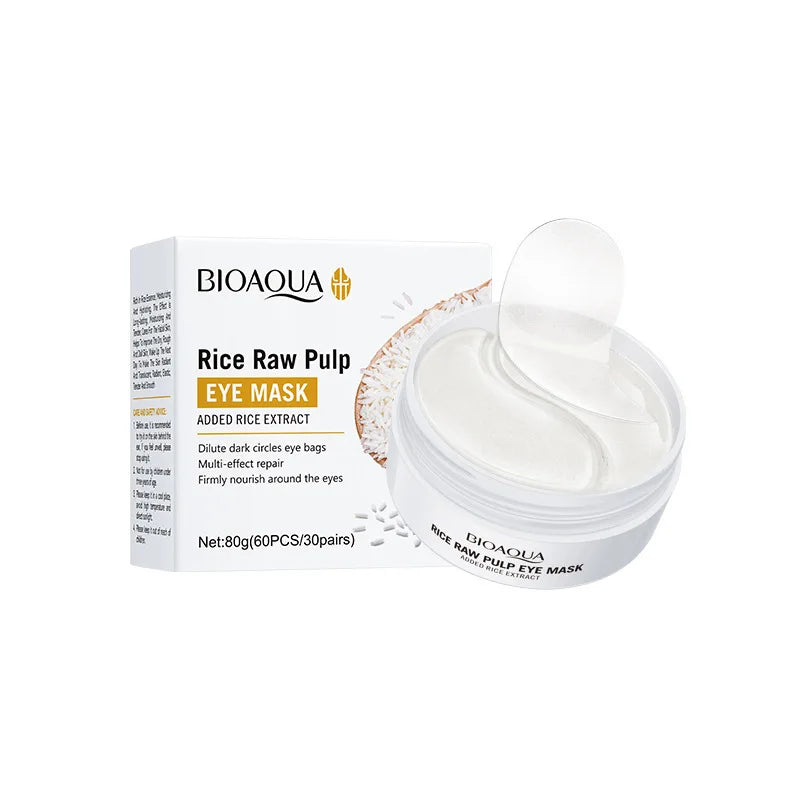 60pcs BIOAQUA White Rice Collagen Eye Mask Anti Dark Circles Whitening Anti-Aging Moisturizing Eye Patches Skin Care Gel Masks