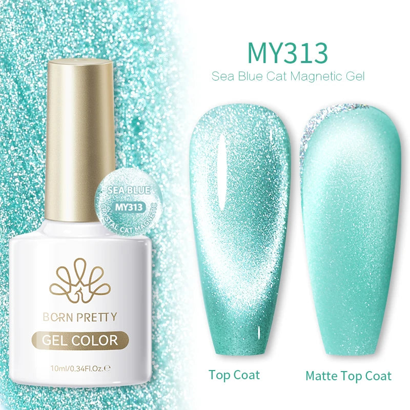 BORN PRETTY 10ml Autumn Gold Pink Glitter Cat Magnetic Gel Nail Polish Jelly Pink Semi Permanent Soak Off UV LED Varnish