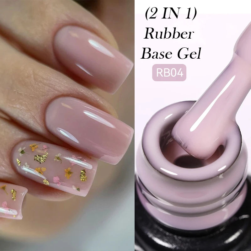 LILYCUTE Nude Crystal Rubber Base Gel Nail Polish Natural Color Semi Permanent UV Gel Soak Off Self Leveling Nail Gel Varnishes