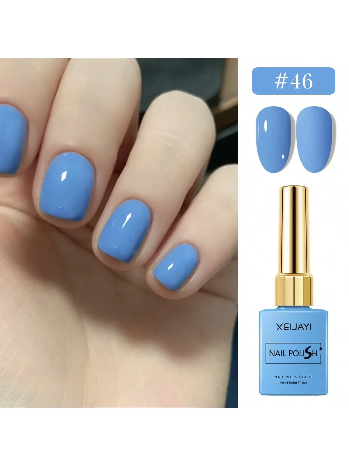 6Colors 15ml Blue Gel Nail Polish Series Starter Pure Soak Off No Wipe Nail Gel Polish Suitable For All Seasons