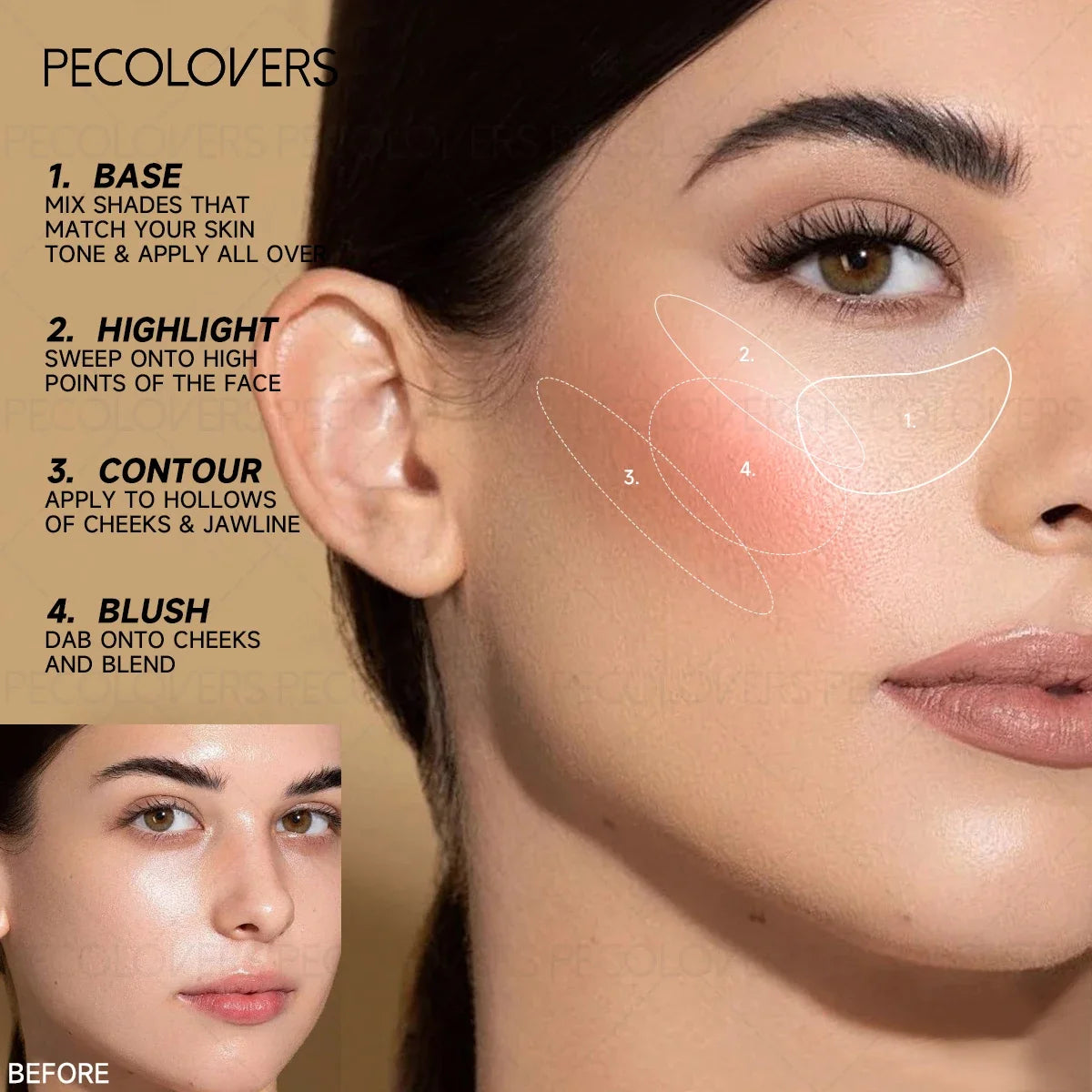 Waterproof Long Lasting Face Bronzer Contour Concealer Foundation Face Corrector Full Cover Pores Dark Circles Contour Stick