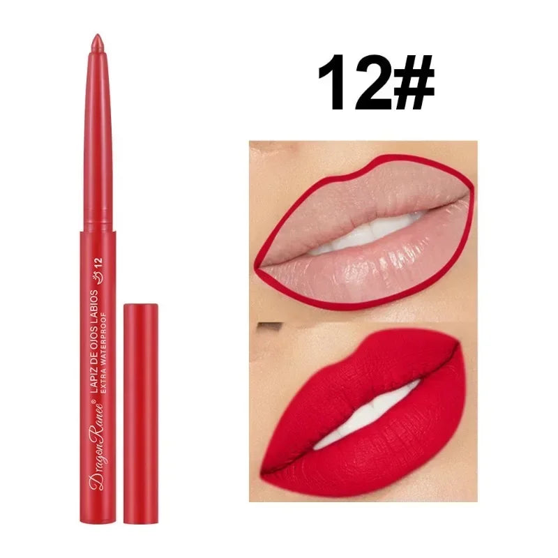 Waterproof Matte Lipliner Pencil Sexy Red Contour Lip Tint Lip Stick Lasting Moisturising Non-stick Cup Lips Makeup 12Colors