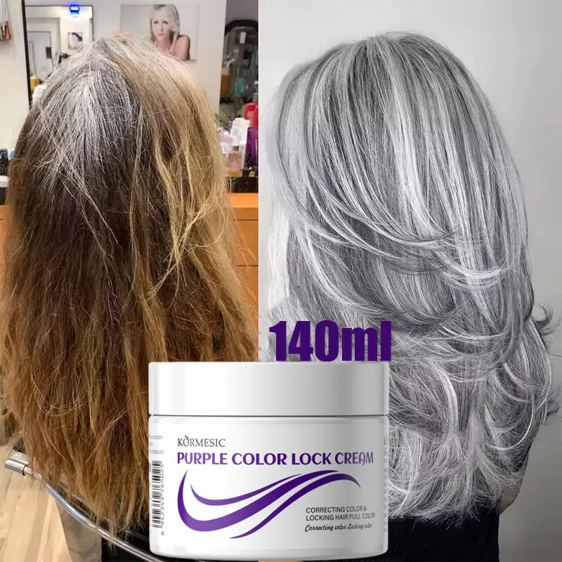Color Fixing Purple Cream Lock Color Cover Gray Hair Fade Yellow After Bleach Hair Dye Long Lasting Non-irritating Nourish Care