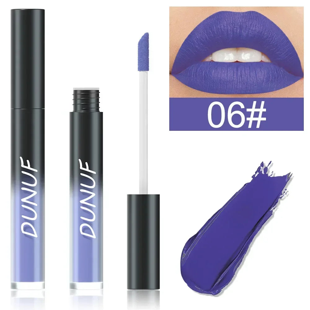 32 Color Lipstick Matte Lasting Lip Gloss Moisturizing Non-stick Cup Halloween Party Purple Blue Black Highly Pigments Lip Glaze