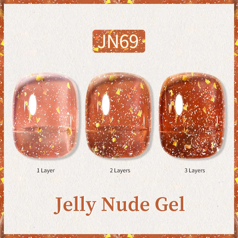BORN PRETTY 10ml Glitter Pink Nude Jelly Nail Gel Polish Varnis Semi-permanent Sheer Translucent UV LED Soak Off Gel Polish