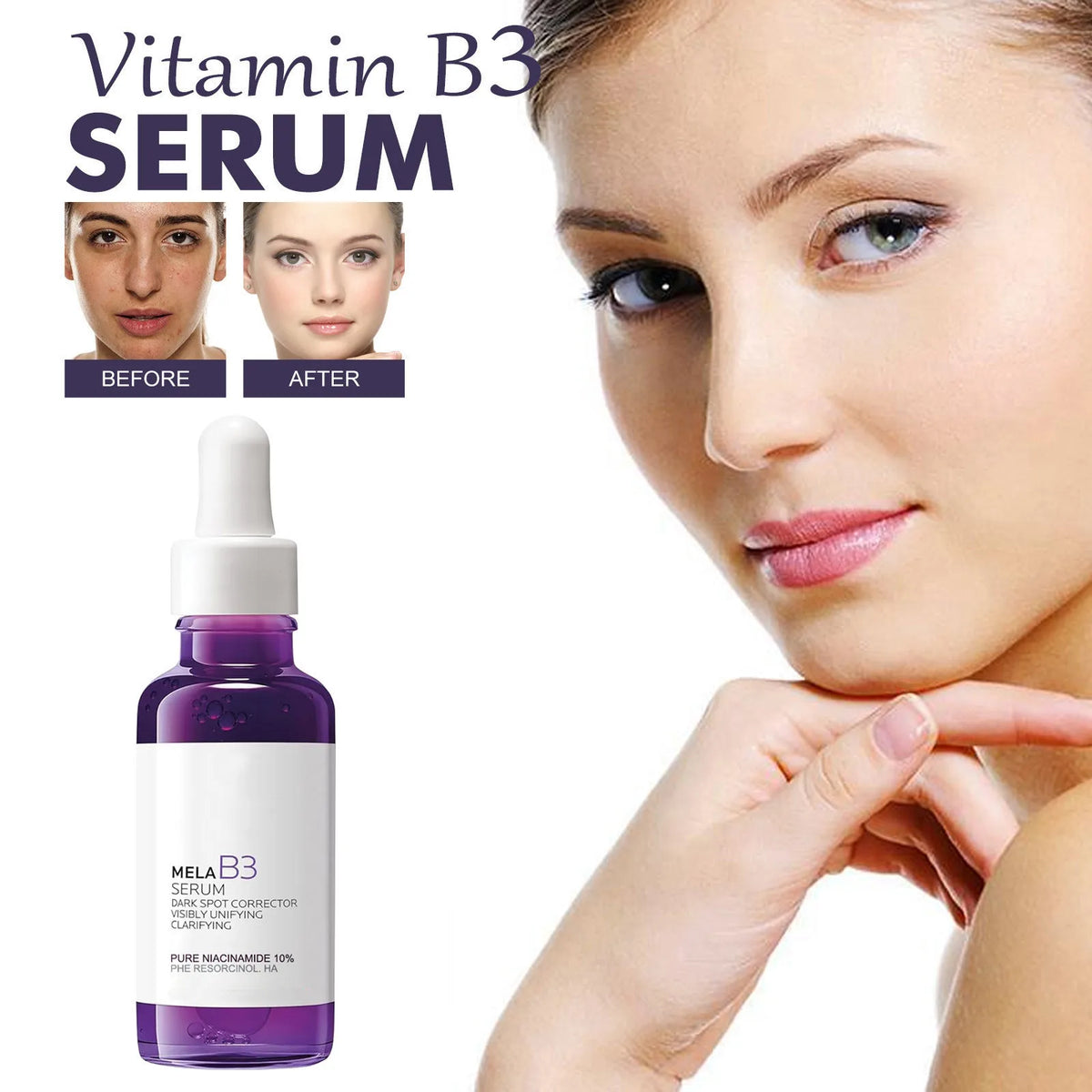 B3 Purple Serum Skin Brightening Dark Spot Reduction Intense Moisturizing Firming Elasticity Boost Multi Action Face Care