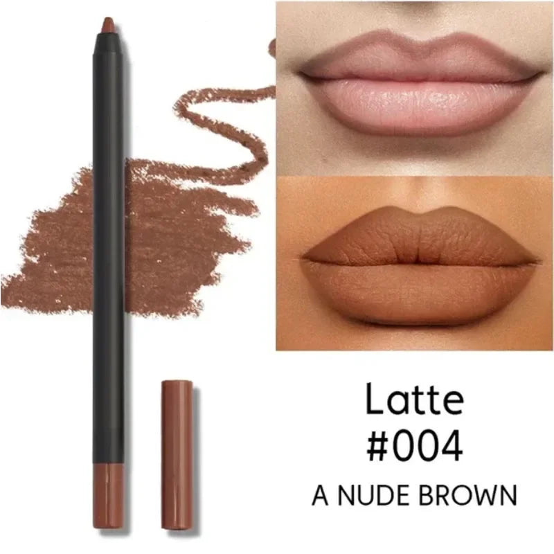 Nude Brown Lip Liner Pencil Lipstick Matte Smooth Waterproof Lipliner Long Lasting Non-stick Cup Lipstick Pen Beauty Cosmetics