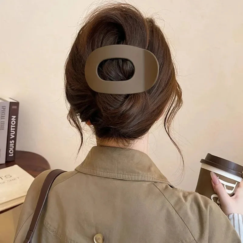 Leopard Matte Oval Hair Claw Clip for Women Fashion Curved Flat Acrylic Barrettes Styling Hair Accessories