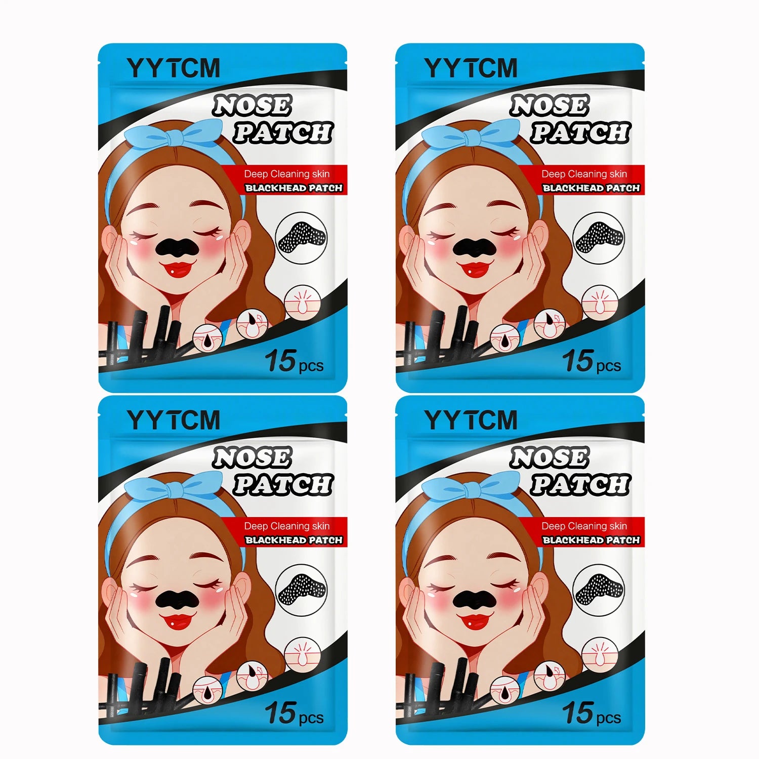 Blackhead Nose Patch, Charcoal Face Nose Mask Deep Cleansing Blackhead Removal Comedone Peel Off Mask 15Pcs/Bag