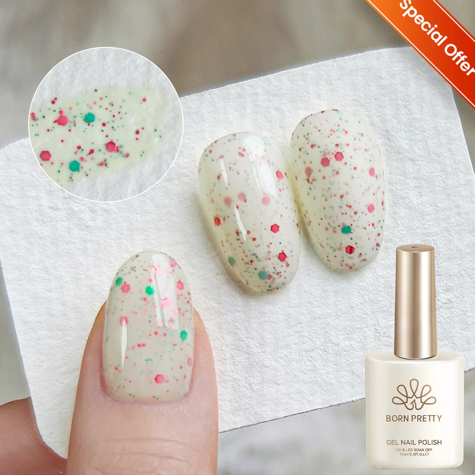 BORN PRETTY 15ML Pearl White Pearl Shell Thread Gel Nail Polish Shiny Glitter Varnis Semi Permanent For Soak Off Gel Nail Art