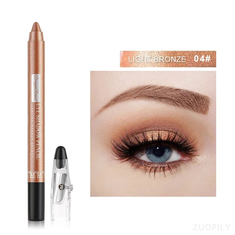 12Colors Glitter Eyeshadow Pen Long Lasting Matte Eye Shadow Palette Shiny Highlighter Silver Purple Eyeliner Pencil Cosmetics