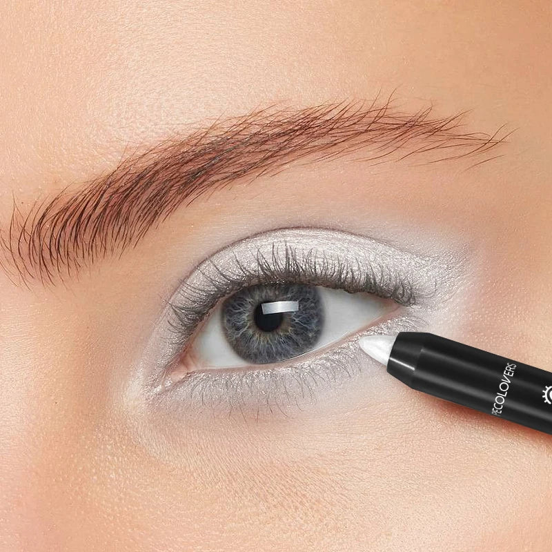 Dual-ended Design Shimmer Eyeshadow Stick, Multiple Used Colors, Eyeshadow&lying Silk&face Highlight Pen with Cotton Brush