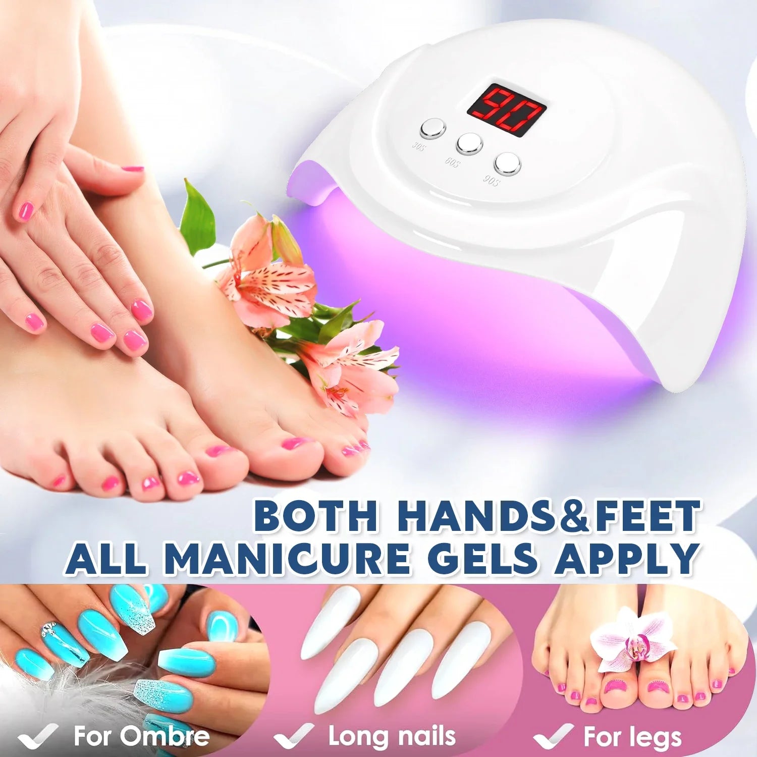 72W UV LED Nail Drying Lamp For Curing All Nail Gel Polish 24LEDS Nail Dryer With Automatic Sensor Professional Salon Art Tools