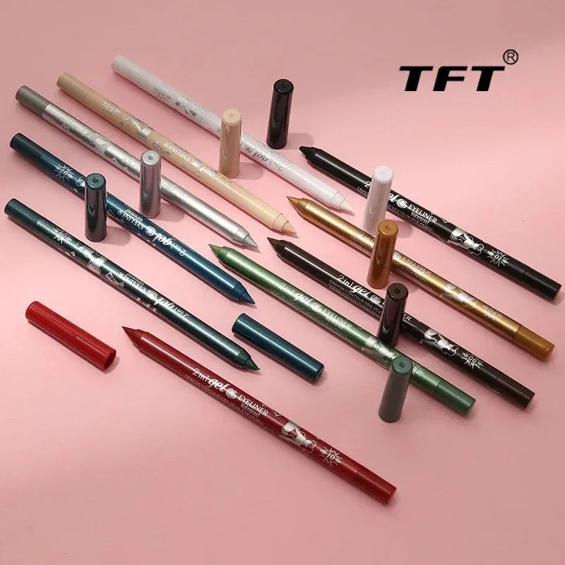 Waterproof Eyeliner Gel Pencil Pigment Brown Black White Glitter Eyeiner Pen for Women Fashion Easy Color Eyes Makeup Cosmetics