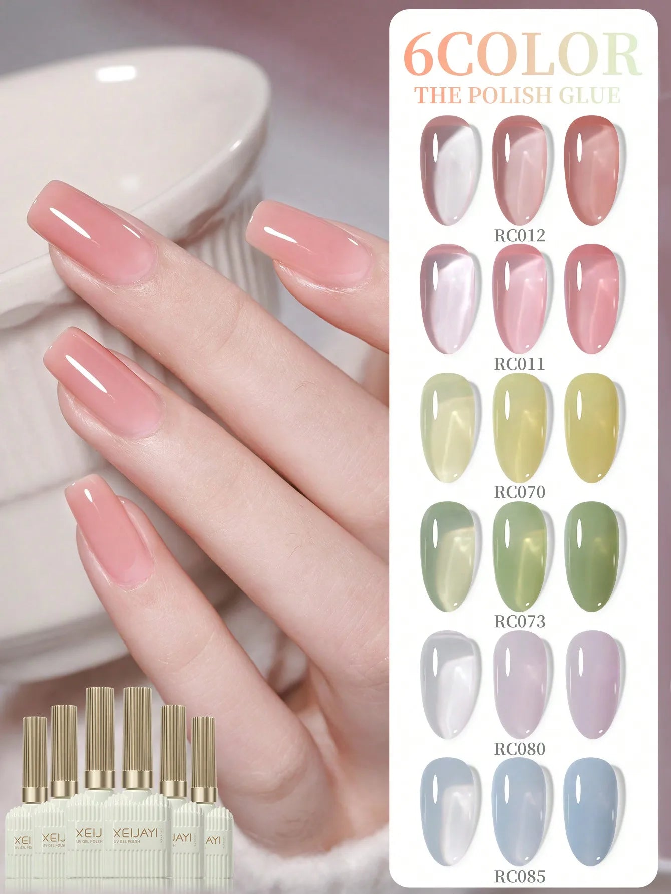 6Pcs 15ML Gel Nail Polish Set, Summer Popular Color Gel Varnish Nail Kit, Soak Off UV/LED Gel Polish, For Home Salon Nail Art Ch