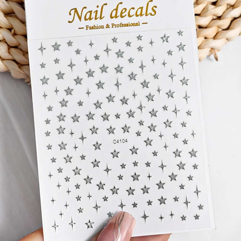 1pcs Star-Themed Nail Art Stickers 3D Self-Adhesive Plastic Decals With Glitter Finish Anime Rectangle Shape Ideal For DIY Nails
