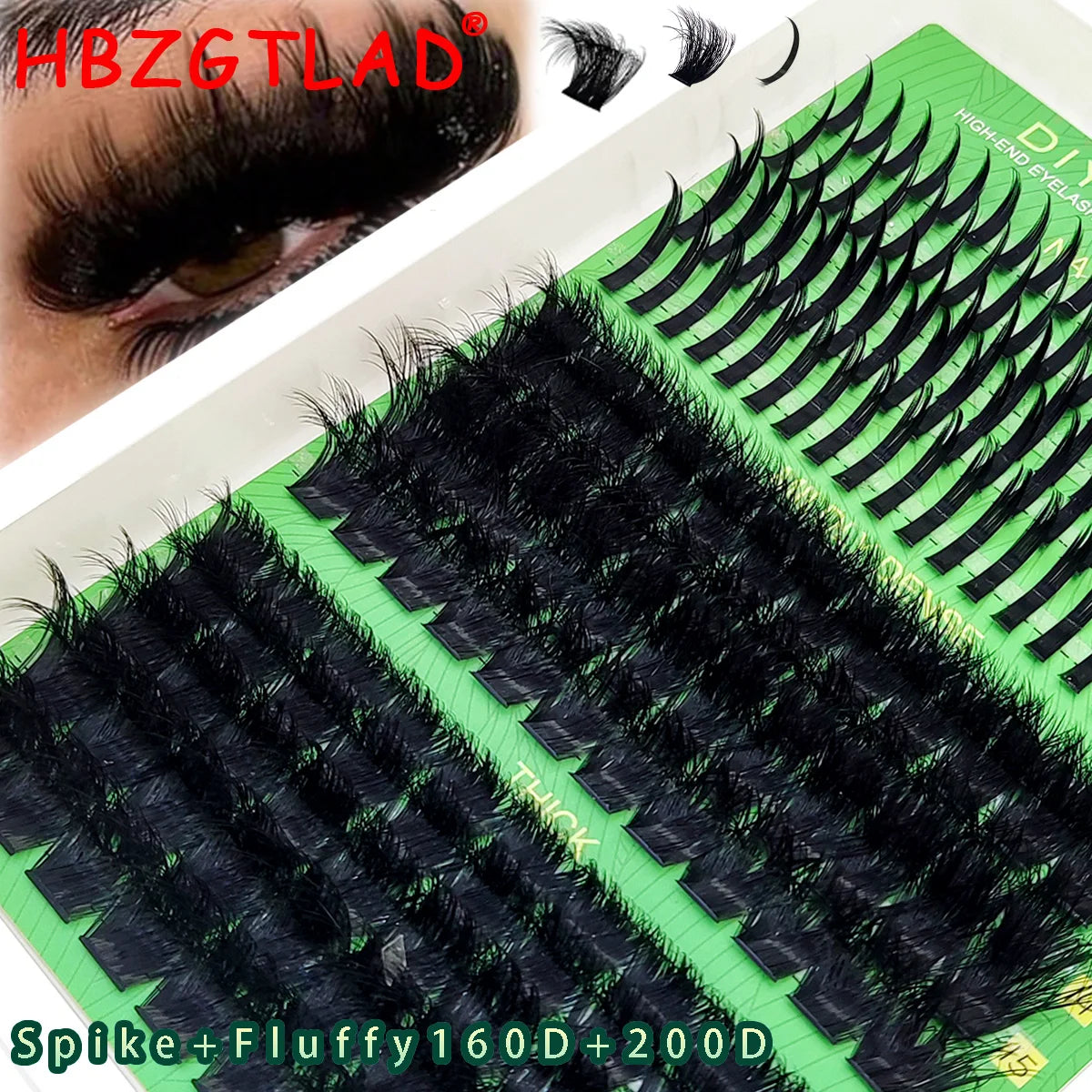 HBZGTLAD fluffy curled eyelashes 60D-200D natural style handmade eyelash bundle 5D mink eyelash clusters eyelash extensions fals