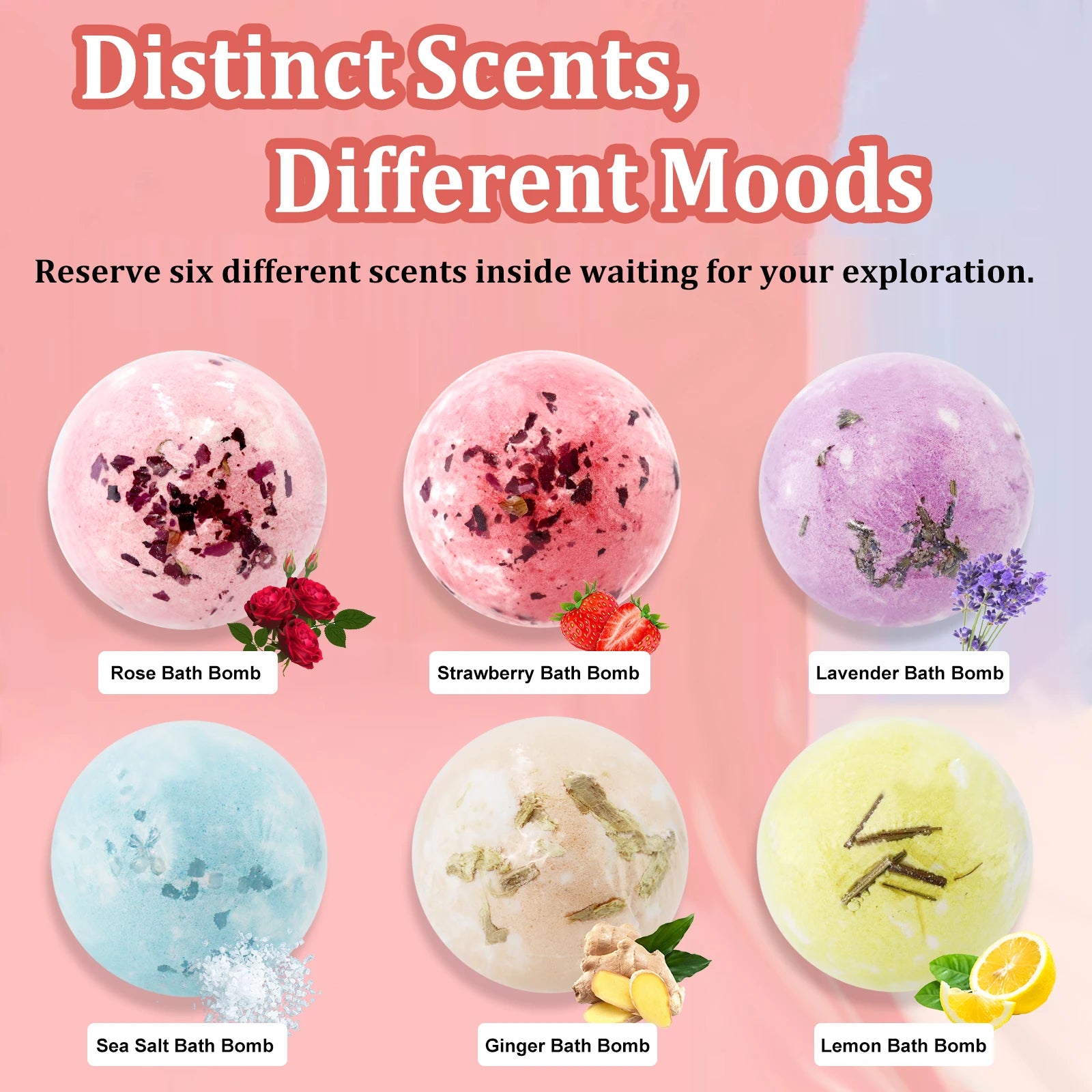 6Pcs Bath Bomb Set, Lavender Epsom Salt for Muscle Relaxation, Gift for Women, Self Care Spa Day
