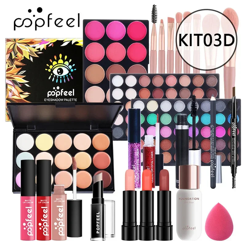 Christmas Makeup Gift Box Foundation Eyeshadow Powder Long Lasting Lip Ink 27 Pieces Birthday Gifts Makeup for Women Full Kit