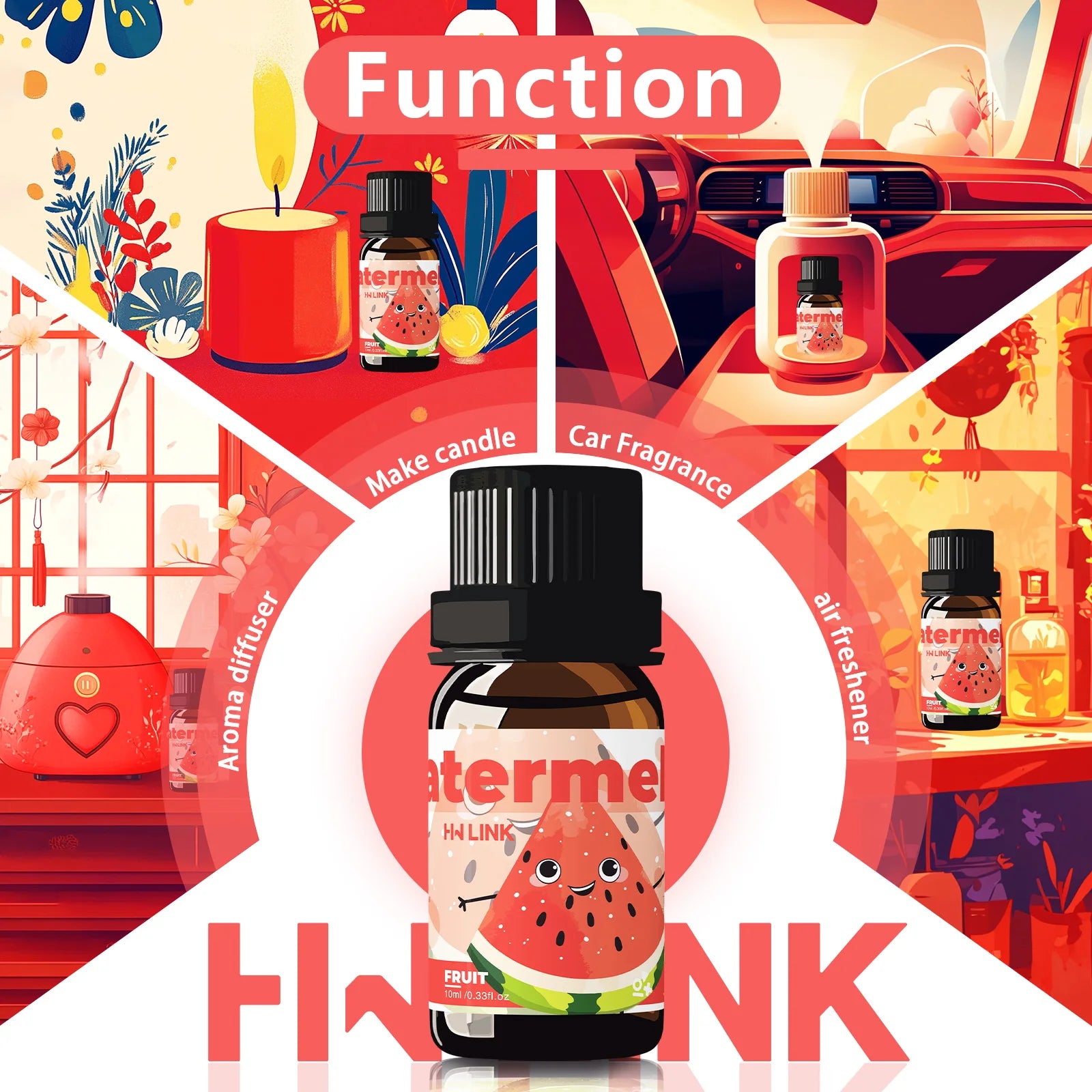 10ml Watermelon Essential Oils Perfumes Fragrance Oils For Aromatherapy Diffusers Home Yoga Skin Care Diy Candle