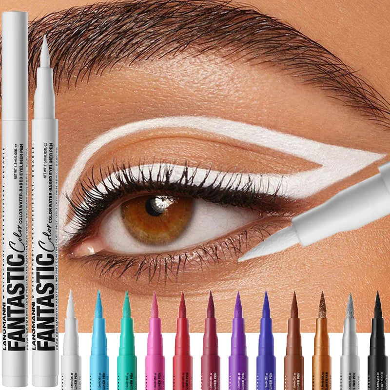 Matte Dark Purple Red Eye Liner Makeup White Liquid Eyeliner Quick-Drying Waterproof Eyeliner Pencil Long-Lasting 12 Color Eyes