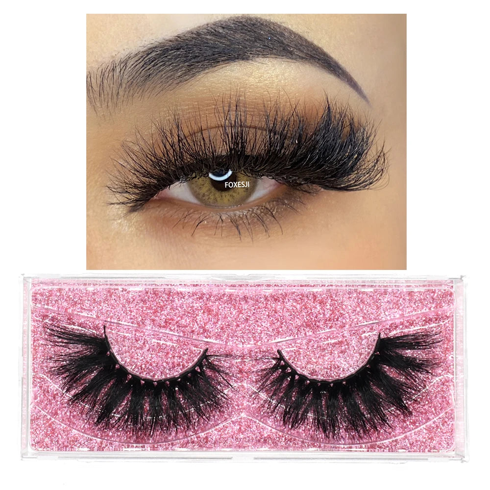 FOXESJI Makeup Eyelashes 3D Mink Lashes Natural Long Lasting Wispy Soft Eyelash Extension Fluffy Eye Lashes Mink False Eyelashes