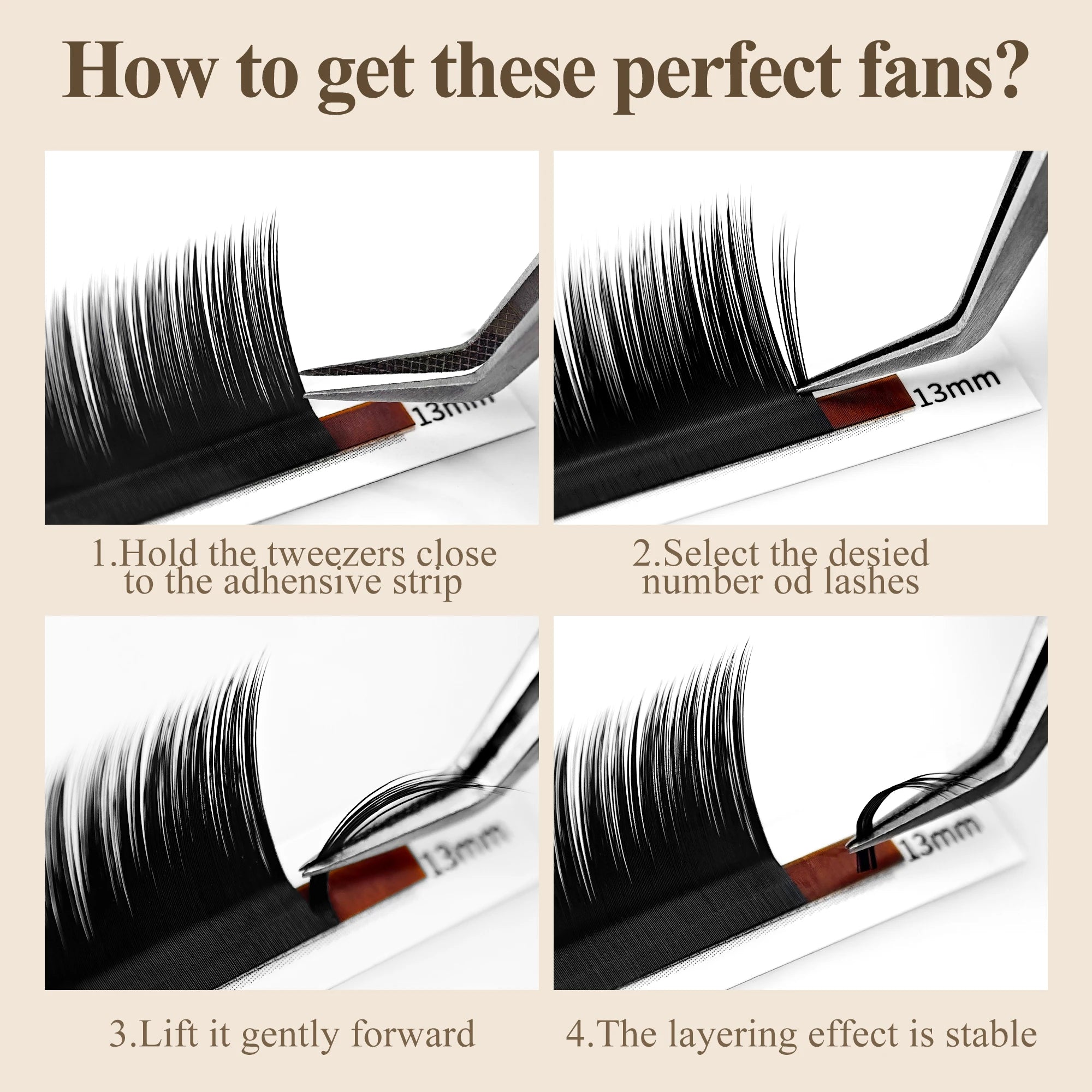 LAKANAKU UB UC UJ Curl Camellia Lashes with Adhesive Eyelash Extensions Russian Volume Fans Fluffy Lashes Premade Fan Lashes